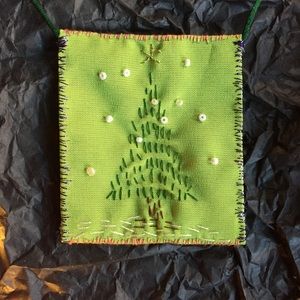 Christmas Tree handmade doubleside fabric necklace